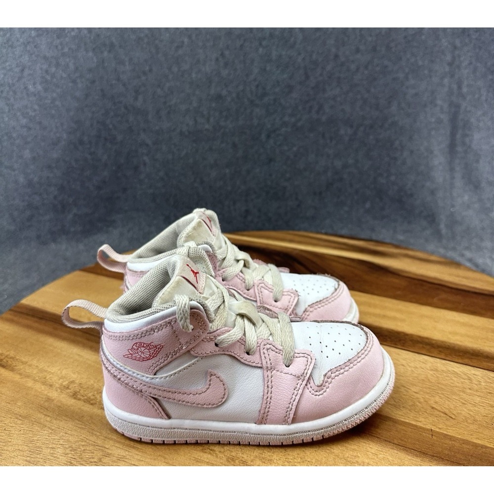 Nike Air Jordan 1 Mid Pink Foam/White Toddler Sneakers DQ8425-608 Size 8C
